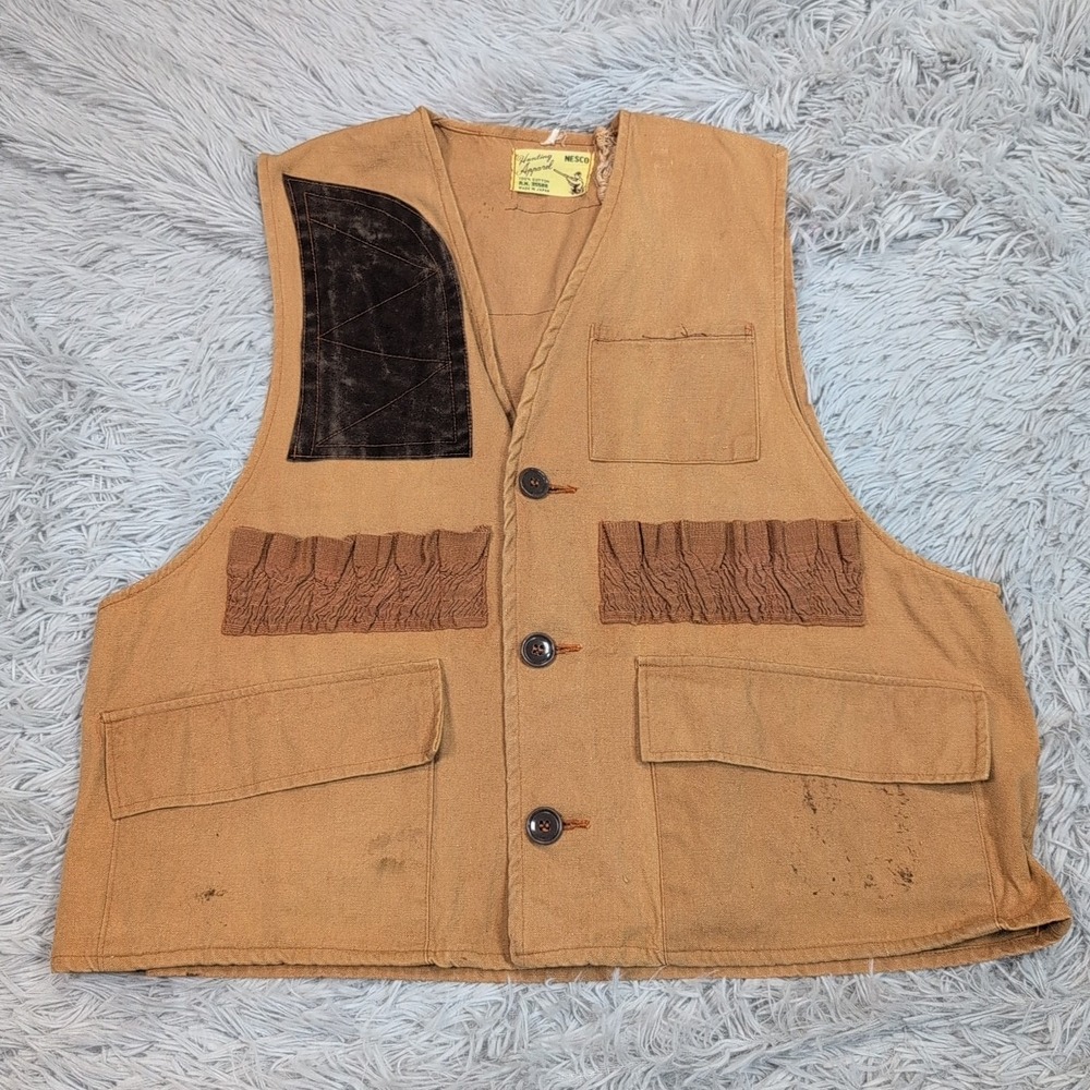 Vintage Nesco Vest Mens Brown M‎ Sportswear Hunting Shooting Pad Outdoors